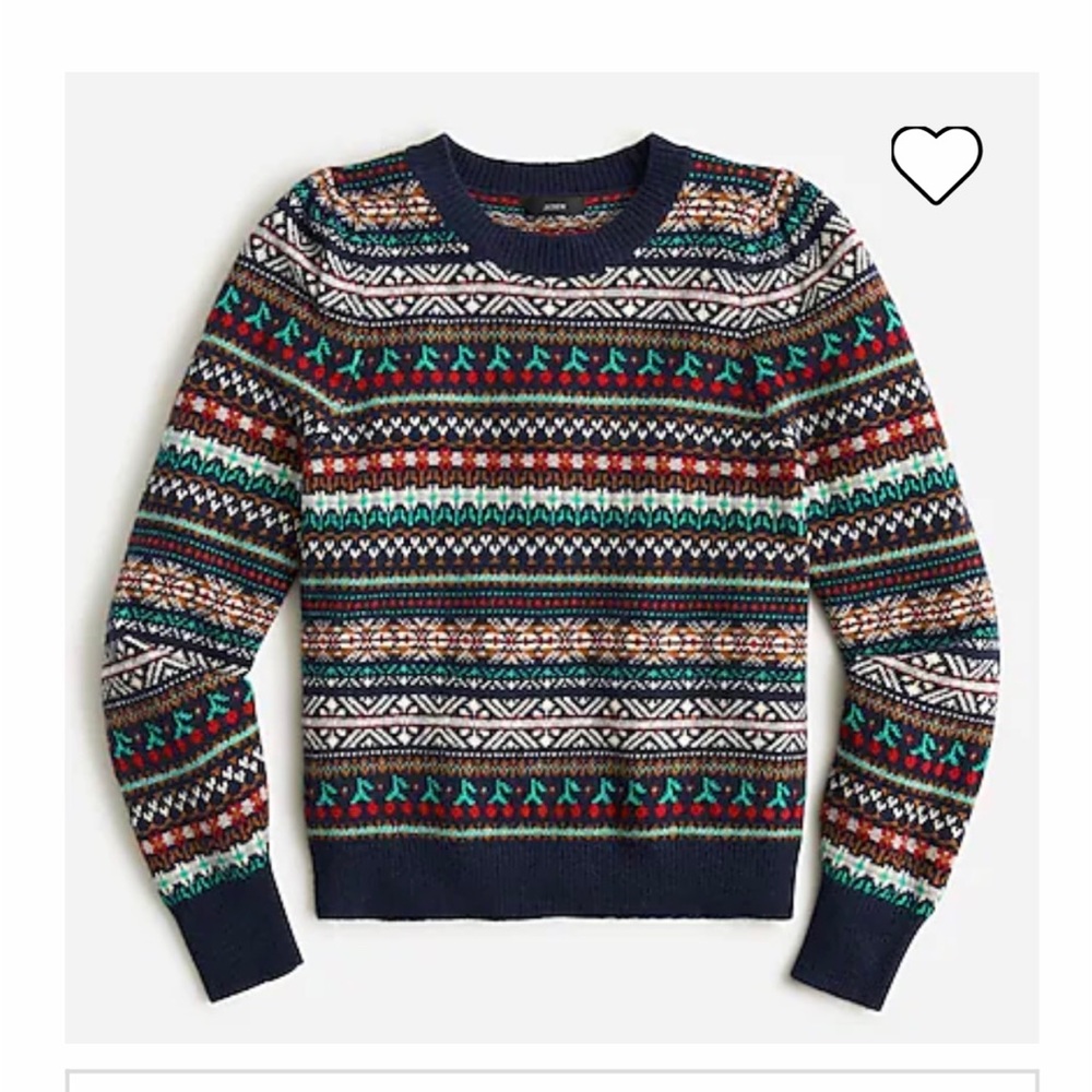 J.Crew. Puff-sleeve Faire Isle crewneck sweater size XL